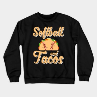 Cute Softball and Tacos Novelty Soft Ball Player Crewneck Sweatshirt